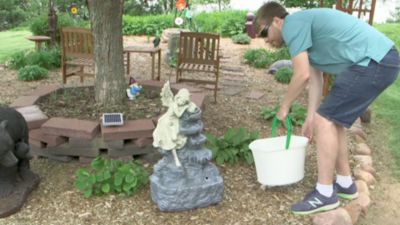 Image showing  29 in. 5-Tier Outdoor Angel Falls Solar Water Fountain with Battery Backup and LED Light