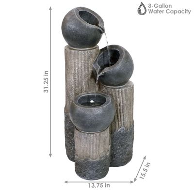 Image showing  Outdoor Solar Powered Polyresin Tiered Cascading Cups Water Fountain with Battery Backup - 29 in., SL-598