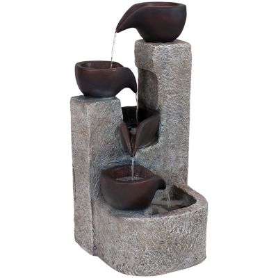 Sunnydaze Decor 29 in. Aged Tiered Vessels Solar Water Fountain with Battery Backup