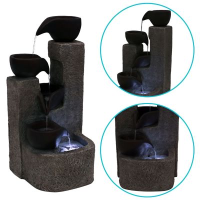 Image showing  29 in. Aged Tiered Vessels Solar Water Fountain with Battery Backup, SL-604