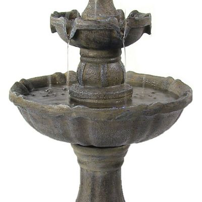 Image showing  33 in. 2-Tier Outdoor Backyard Polyresin Solar Powered Pineapple Top Water Fountain Feature, SL-73082