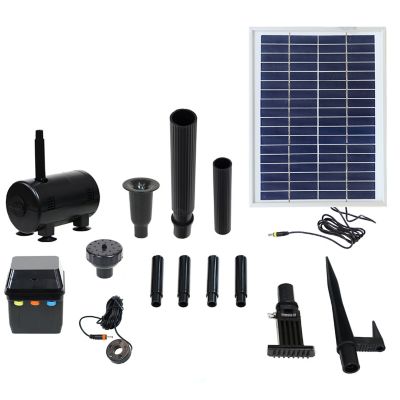 Sunnydaze Decor 56 in. Solar Pump and Solar Panel Outdoor Fountain Kit with Battery Pack and LED Light