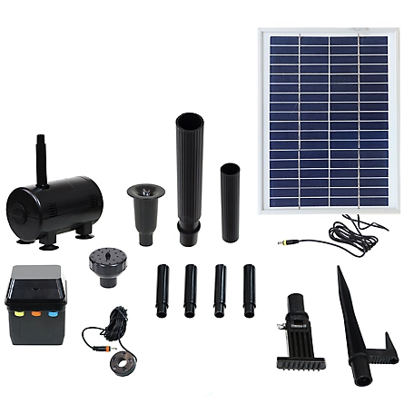 Sunnydaze Decor 56 in. Solar Pump and Solar Panel Outdoor Fountain Kit with Battery Pack and LED Light