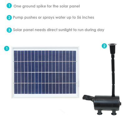 Image showing 7 th Sunnydaze Decor Solar Pump and Panel Kit with Battery Pack and LED Light - 132 GPH - 56 in. Lift, SL-P106E