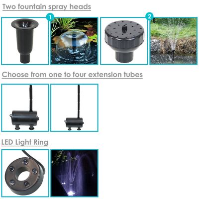 Image showing 8 th Sunnydaze Decor Solar Pump and Panel Kit with Battery Pack and LED Light - 132 GPH - 56 in. Lift, SL-P106E