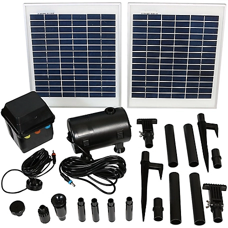 Sunnydaze Decor 120 ft. Solar Pump and Solar Panel Kit with Battery Pack and LED Light, 13.75 in. x 11.25 in. x 0.75 in. Panels