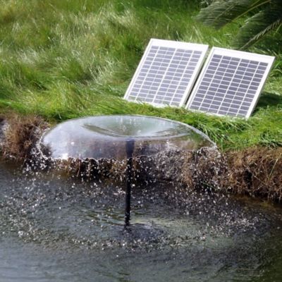 Image showing  Outdoor Solar Water Pump & Panel Fountain Kit with Battery Pack and LED Light, 396 GPH, 120 in.
