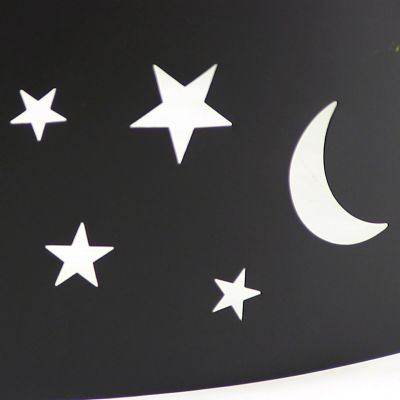 Image showing  36 in. Outdoor Heavy-Duty Steel Portable Fire Pit Ring with Die-Cut Stars and Moons, Black