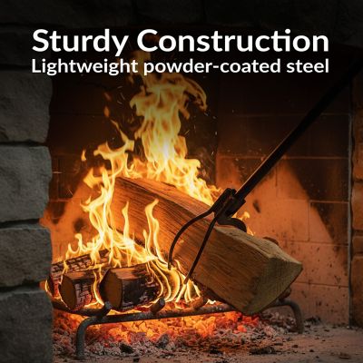 Image showing  Fireplace or Fire Pit Heavy-Duty Steel Spring Lever Firewood Log Grabber Tool - 36 in. - Black