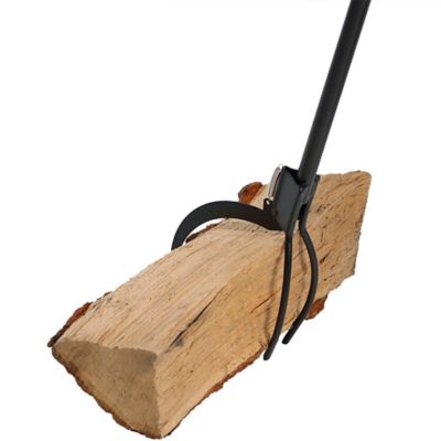 Image showing  Fireplace or Fire Pit Heavy-Duty Steel Spring Lever Firewood Log Grabber Tool - 36 in. - Black