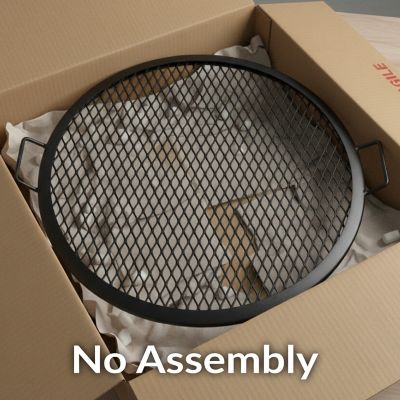 Image showing 6 th Sunnydaze Decor Outdoor Camping or Backyard Heavy-Duty Steel Round X-Marks Fire Pit Cooking Grilling BBQ Grate - 22 in.