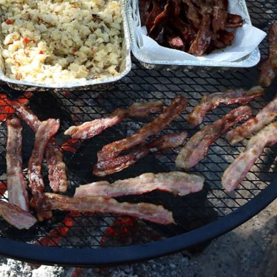 Image showing 7 th Sunnydaze Decor Outdoor Camping or Backyard Heavy-Duty Steel Round X-Marks Fire Pit Cooking Grilling BBQ Grate - 22 in.