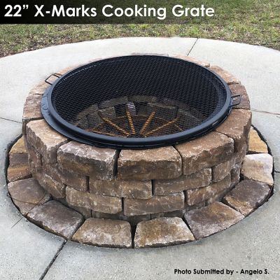 Image showing 8 th Sunnydaze Decor Outdoor Camping or Backyard Heavy-Duty Steel Round X-Marks Fire Pit Cooking Grilling BBQ Grate - 22 in.