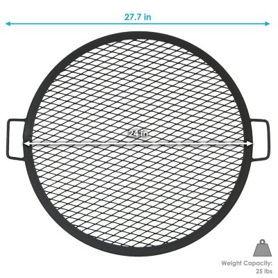 Image showing  24 in. Outdoor Camping or Backyard Heavy-Duty Steel Round X-Marks Fire Pit BBQ Grate