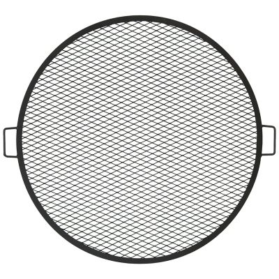 Sunnydaze Decor 36 in. Outdoor Camping or Backyard Heavy-Duty Steel Round X-Marks Fire Pit BBQ Grate, Black