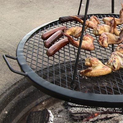 Image showing  36 in. Outdoor Camping or Backyard Heavy-Duty Steel Round X-Marks Fire Pit BBQ Grate, Black