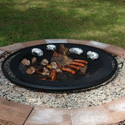 Image showing  36 in. Outdoor Camping or Backyard Heavy-Duty Steel Round X-Marks Fire Pit BBQ Grate, Black