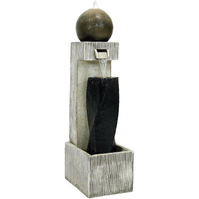 Sunnydaze Decor 35 in. H Electric Polyresin Modern Artistry Column Outdoor Water Fountain with LED Lights, SSS-176
