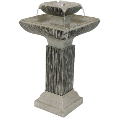 Sunnydaze Decor 25 in. Square Outdoor Birdbath Water Fountain, SSS-337