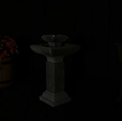 Image showing  25 in. H Electric Resin 2-Tier Outdoor Square Bird Bath Water Fountain with LED Lights, SSS-337