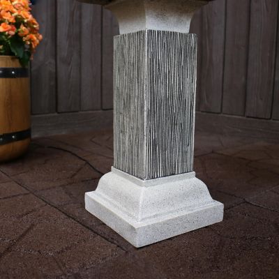 Image showing 7 th Sunnydaze Decor 25 in. H Electric Resin 2-Tier Outdoor Square Bird Bath Water Fountain with LED Lights, SSS-337