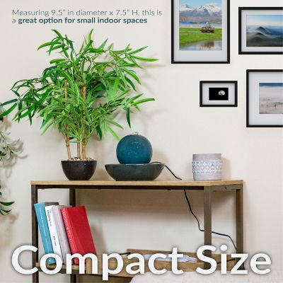 Image showing  Indoor Home Decorative Smooth Glazed Ceramic Orb Tabletop Water Fountain Feature, 7 in., Green