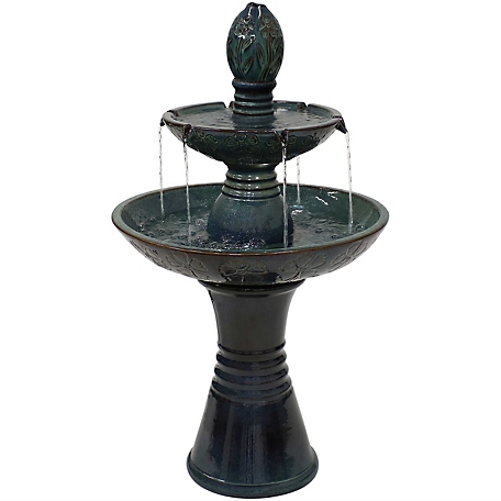 Sunnydaze Decor 38 in. Outdoor Ceramic Water Fountain with LED Lights