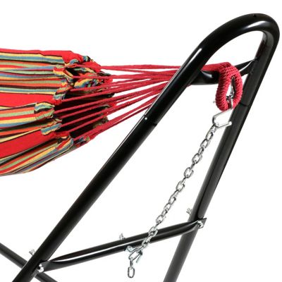 Image showing  Large Two-Person Double Brazilian Hammock with Universal Stand - 450 lb Weight Capacity - Sunset