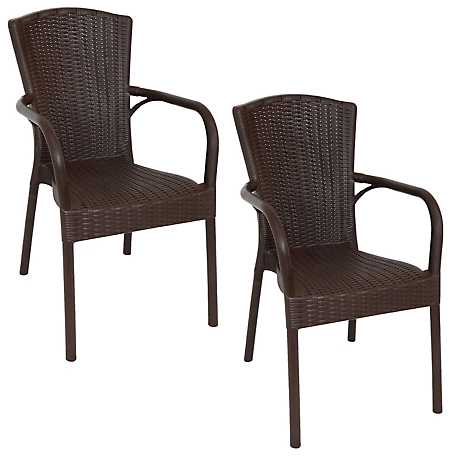 Sunnydaze Decor 2 pc. Segesta Plastic Patio Armchair Set, Wenge