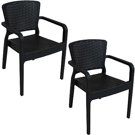 Sunnydaze Decor 2 pc. Segonia Plastic Stacking Armchair Set, Black