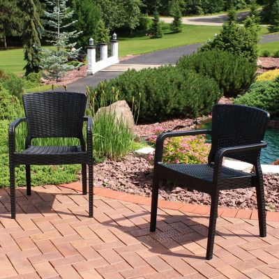 Image showing  Segonia Outdoor Plastic All-Weather Commercial-Grade Patio Dining Arm Chair, Black, 2pk