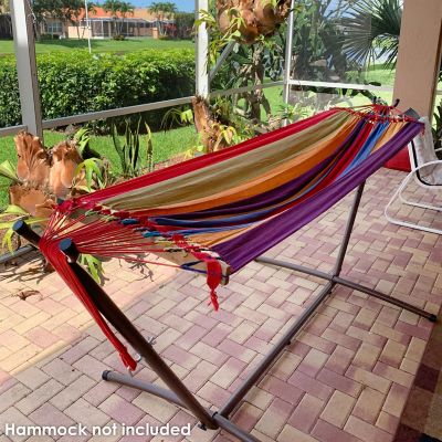 Image showing  Brazilian Portable 2-Person Space-Saving Hammock Stand Only with Carrying Case - 400 lb Weight Capacity - Bronze
