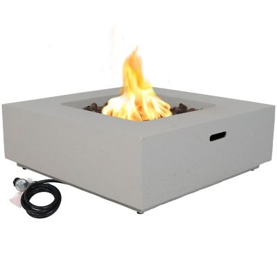 Sunnydaze Decor 34 in. Contempo Square Outdoor Propane Gas Fire Pit, Cover Included