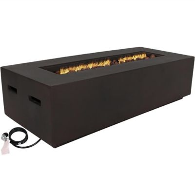 Sunnydaze Decor 56 in. LP Gas Fire Pit Coffee Table with Lava Rocks, Rectangular