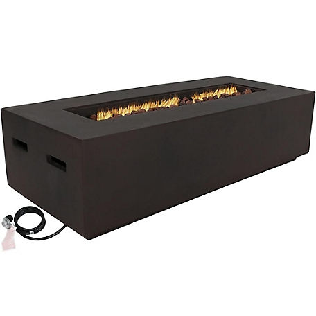 Sunnydaze Decor 56 in. LP Gas Fire Pit Coffee Table with Lava Rocks, Rectangular