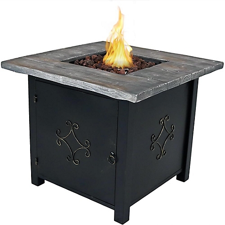 Sunnydaze Decor Outdoor Smokeless Patio Propane Gas Fire Pit Table with Lava Rocks - 30 in. Square