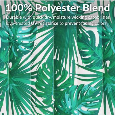 Image showing  2-Person Quilted Printed Fabric Spreader Bar Hammock/Pillow with S Hooks, 450 lb Capacity, Green Palm Leaves