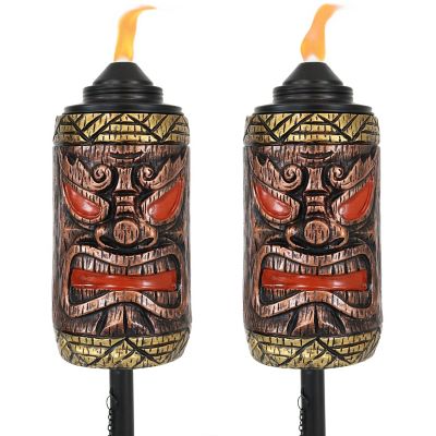 Sunnydaze Decor 3-in-1 Tiki Face Outdoor Lawn Torches, 2-Pack