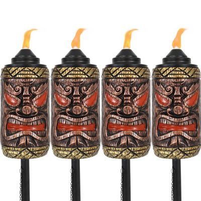 Sunnydaze Decor 3-in-1 Tiki Face Outdoor Patio Torches, 4-Pack