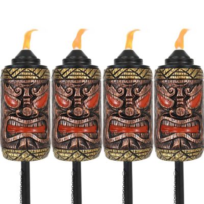 Sunnydaze Decor 3-in-1 Tiki Face Outdoor Lawn Torches, 2-Pack, WKO-110-2PK