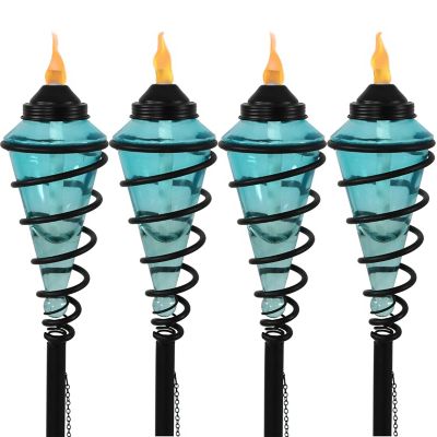 Sunnydaze Decor 2-in-1 Metal Swirl with Glass Outdoor Lawn Torches, 2-Pack