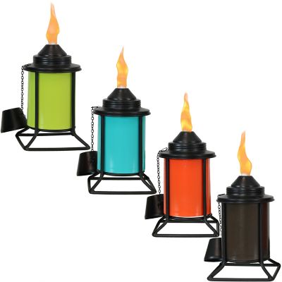 Sunnydaze Decor Multi-Color Outdoor Tabletop Metal Torches - Set of 4