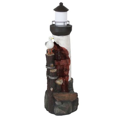 Sunnydaze Decor 36 in. Outdoor Cove Lighthouse Water Fountain with LED Light