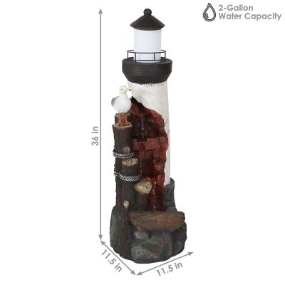 Image showing  36 in. Outdoor Cove Lighthouse Water Fountain with LED Light