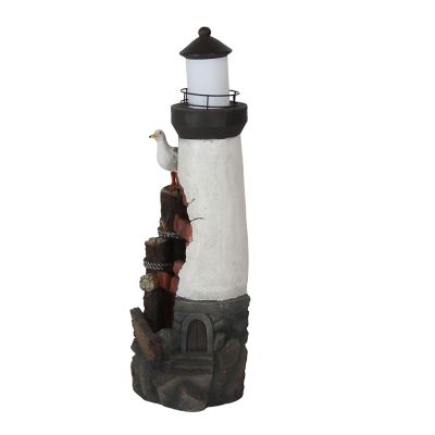Image showing  36 in. Outdoor Cove Lighthouse Water Fountain with LED Light