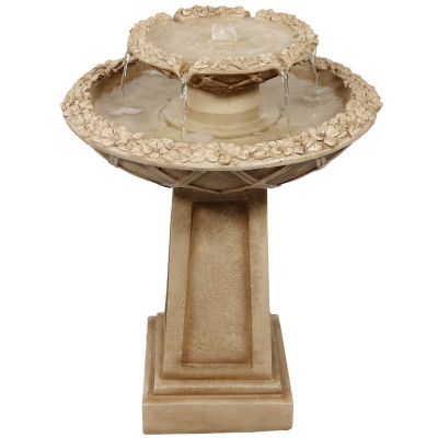 Sunnydaze Decor 28 in. Beveled Flower Bird Bath Water Fountain