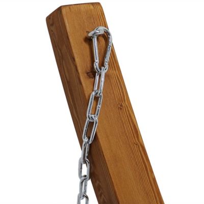 Image showing  142.5 in. Solid Wood Curved Hammock Stand with Hooks and Chains, 400 lb. Capacity, 142.5 in. x 50 in. x 51 in.