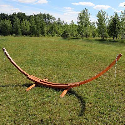 Image showing  162 in. Heavy-Duty 2-Person Curved Larch Wood Hammock Stand Only, 400 lb. Capacity/13 ft. Stand