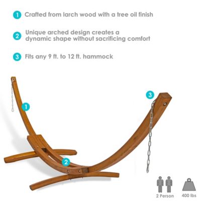 Image showing  162 in. Heavy-Duty 2-Person Curved Larch Wood Hammock Stand Only, 400 lb. Capacity/13 ft. Stand