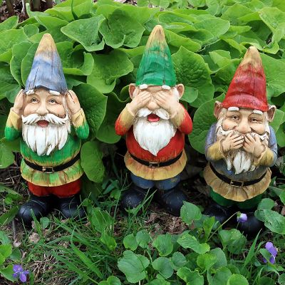 Image showing  12 in. Three Wise Gnomes Decorative Garden Gnome Set, 3 pc.